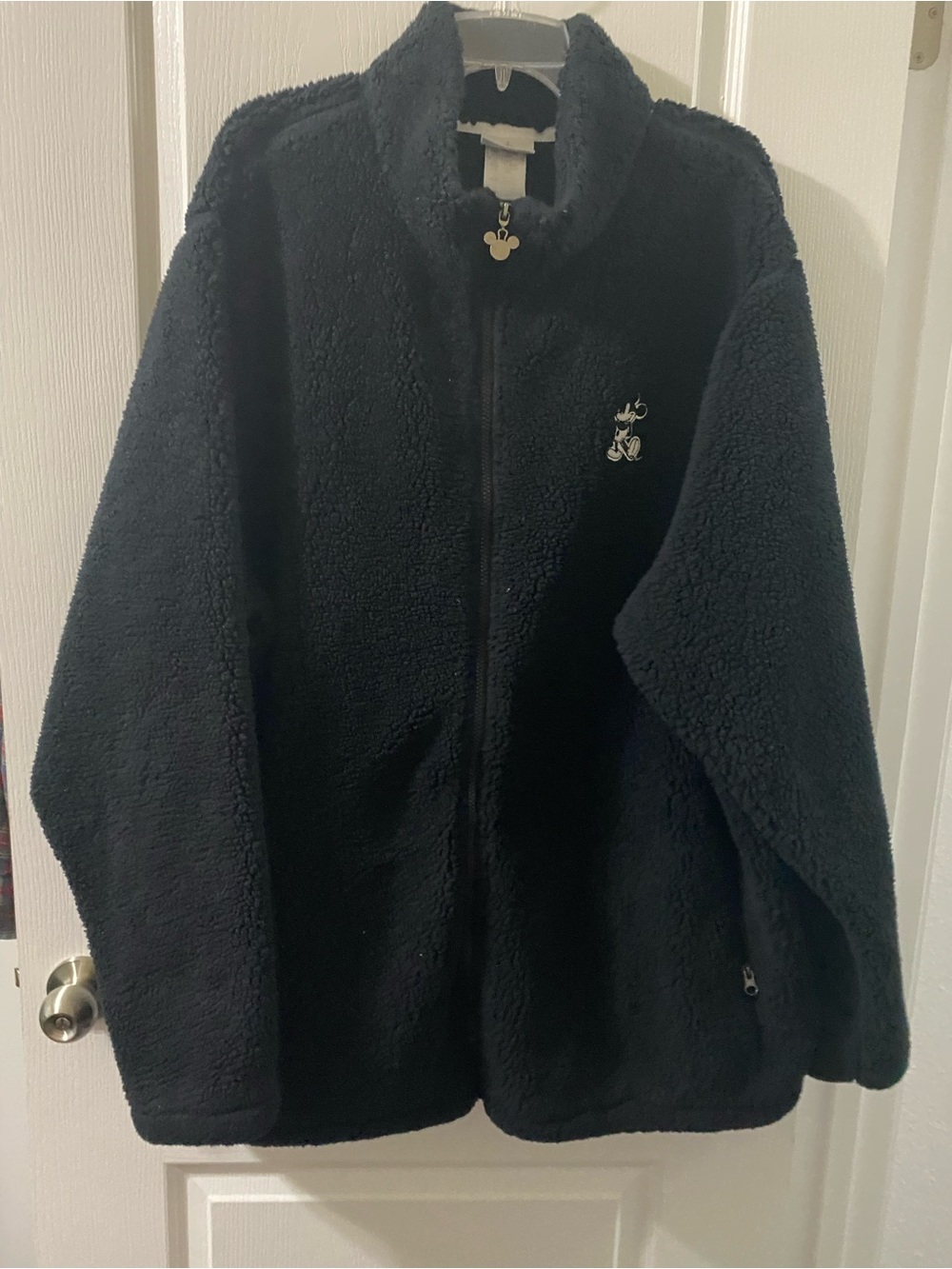 Disney Black Sherpa Zip Jacket with Mickey Details